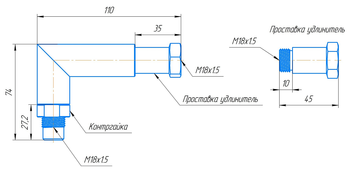 Эмулятор (обманка) датчика кислорода c выносом, угловой