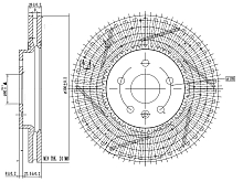Диски тормозные для автомобилей Chevrolet Malibu IX (16-) / Opel Astra K (15-) передний d=300 PRO (перфорированный / слотированный / окрашенный)