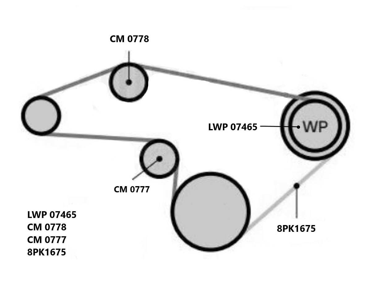 Насос водяной для автомобилей КАМАЗ 740 Евро-4/5 (комплект с ремнем 8PK1675+натяжитель CM 0777+ролик CM 0778)