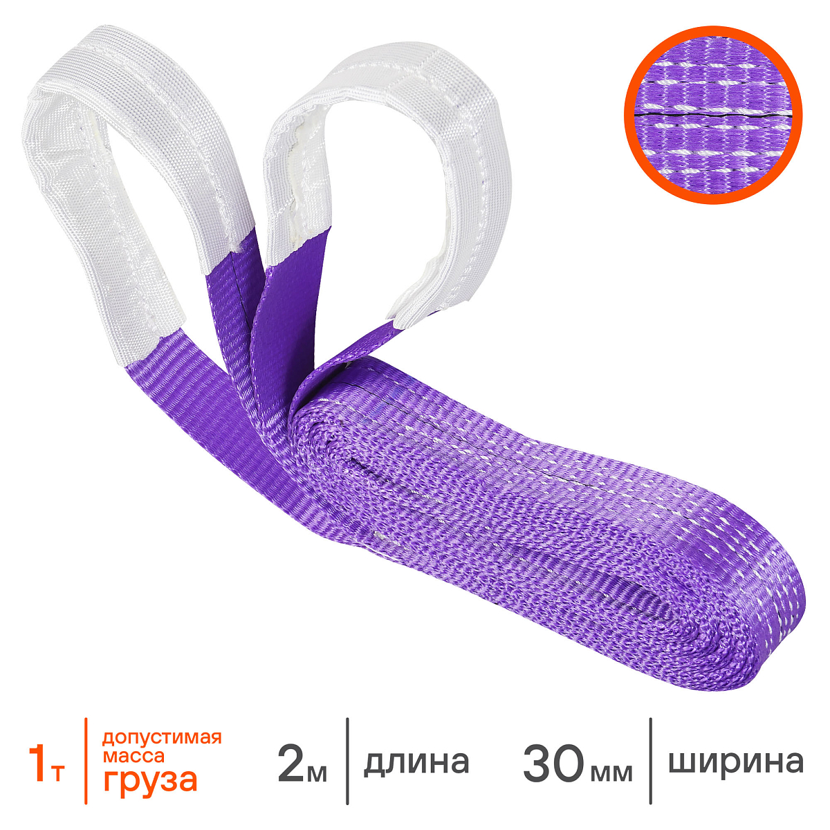 Стропа грузоподъемная текстильная петлевая СТП (5:1) 1 т, 2 м