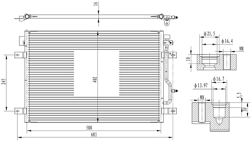 Радиатор кондиционера для автомобилей Audi A4 (B6) (00-)/А6 (С5) (97-)