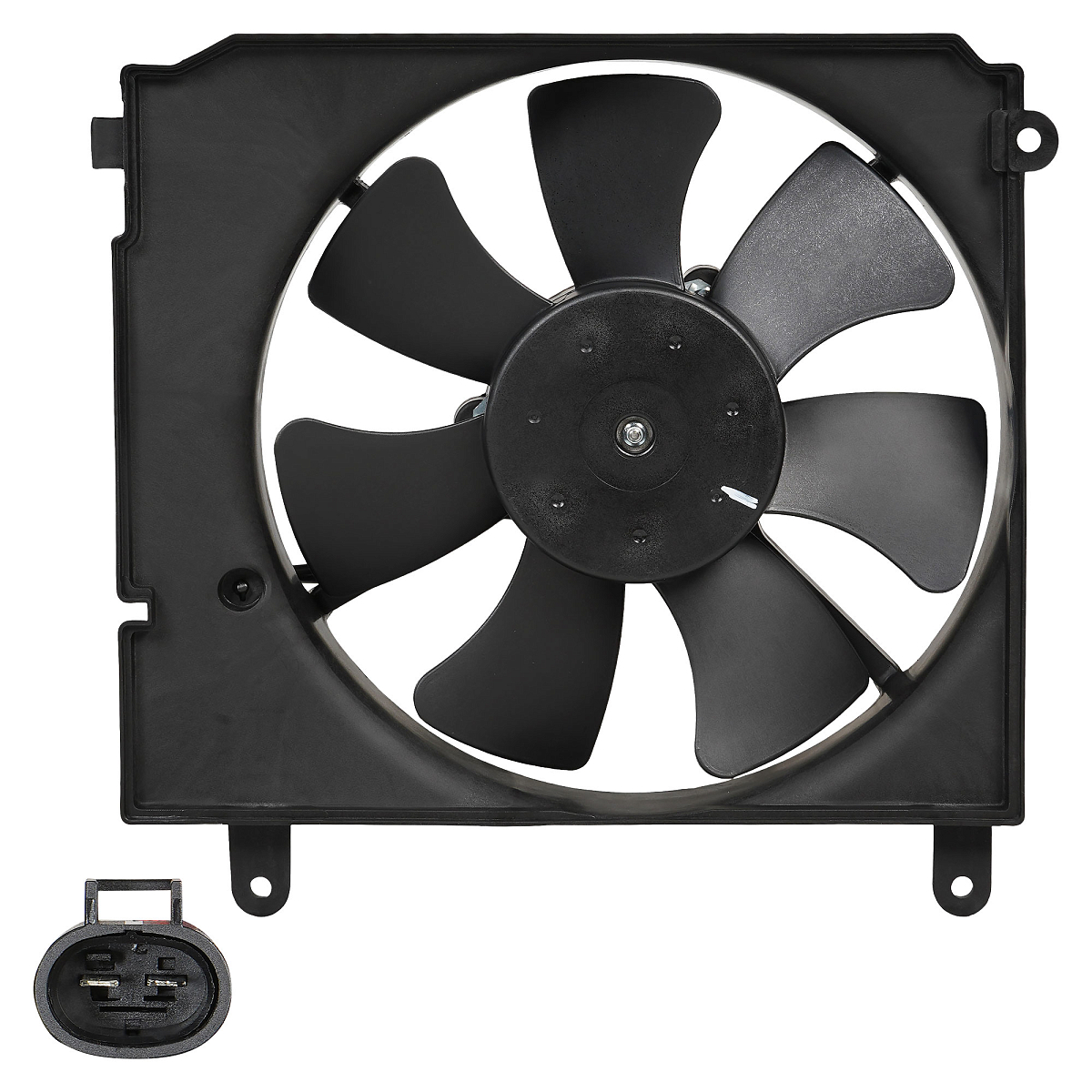 Электровентилятор охлаждения для автомобилей Chevrolet Lanos (97-) (с кожухом)