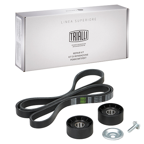 Ремкомплект привода для автомобилей Renault Logan (04-) 1.4i/1.6i 8V [K7J; К7M] A/C (1ремень 5PK1750 + 2 ролика)