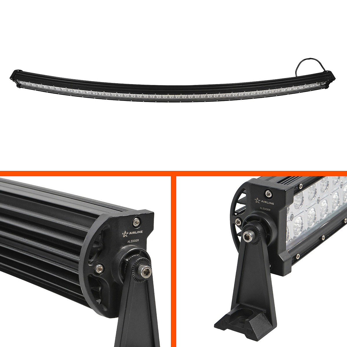 Фара (балка) светодиодная двухрядная изогнутая, 100LED, комбинированный свет, 300Вт, 1323х78х60мм, 12/24В, PRO