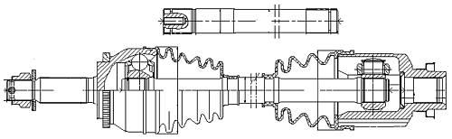 Привод передний правый для автомобилей Mitsubishi Lancer Evolution VII (01-)