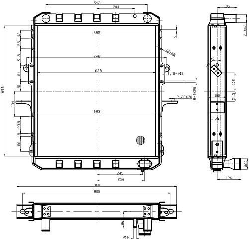 Радиатор охлаждения для автомобилей МАЗ ЯМЗ-236