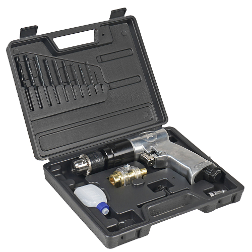 Дрель пневматическая ДП1, 1800 об/мин с реверсом, с оснасткой 16 пр., кейс