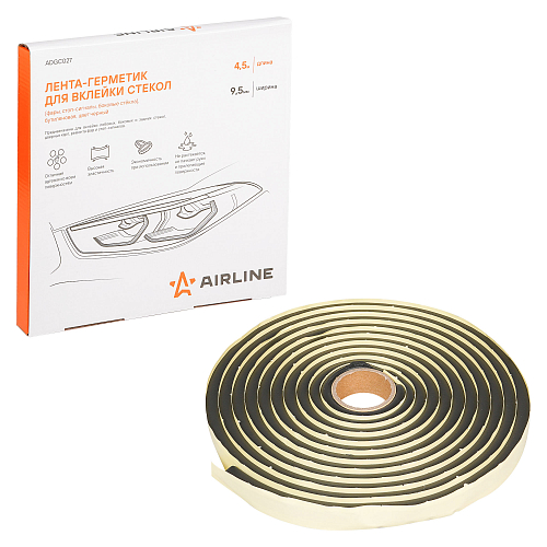 Лента-герметик для вклейки стекол (фары,стоп-сигналы,бок.стёкла), бутиленовая, 9,5мм*4,5 м, черн.