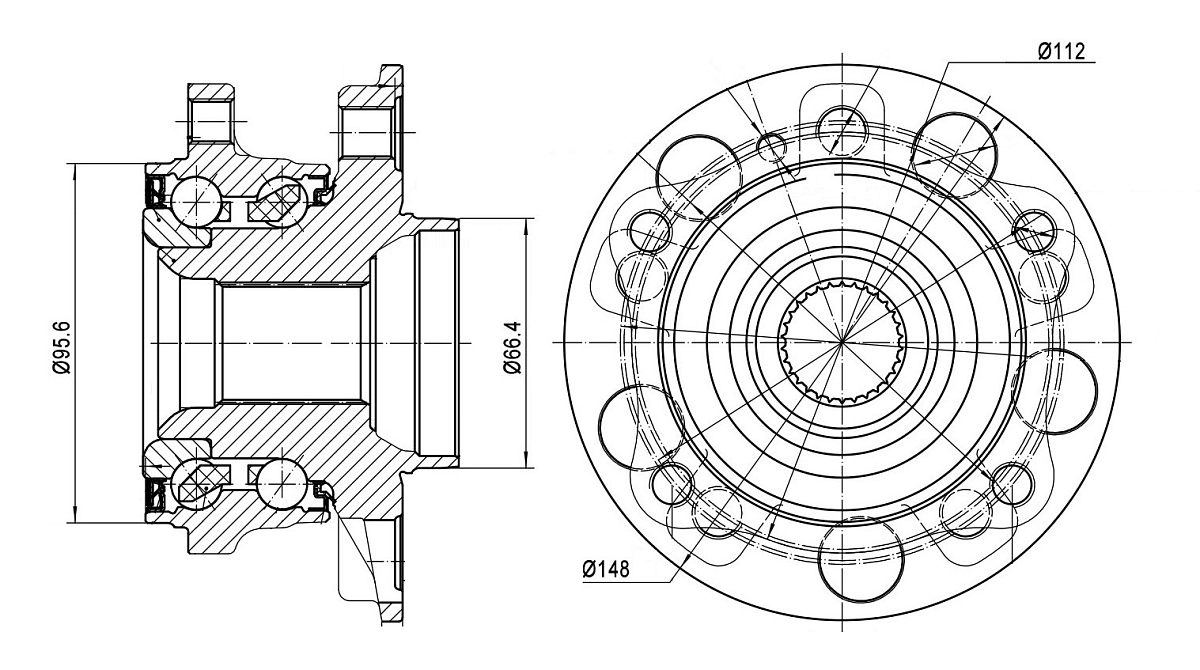 Ступица передняя в сборе с подшипником для автомобиля Mercedes S (W222) (13-)