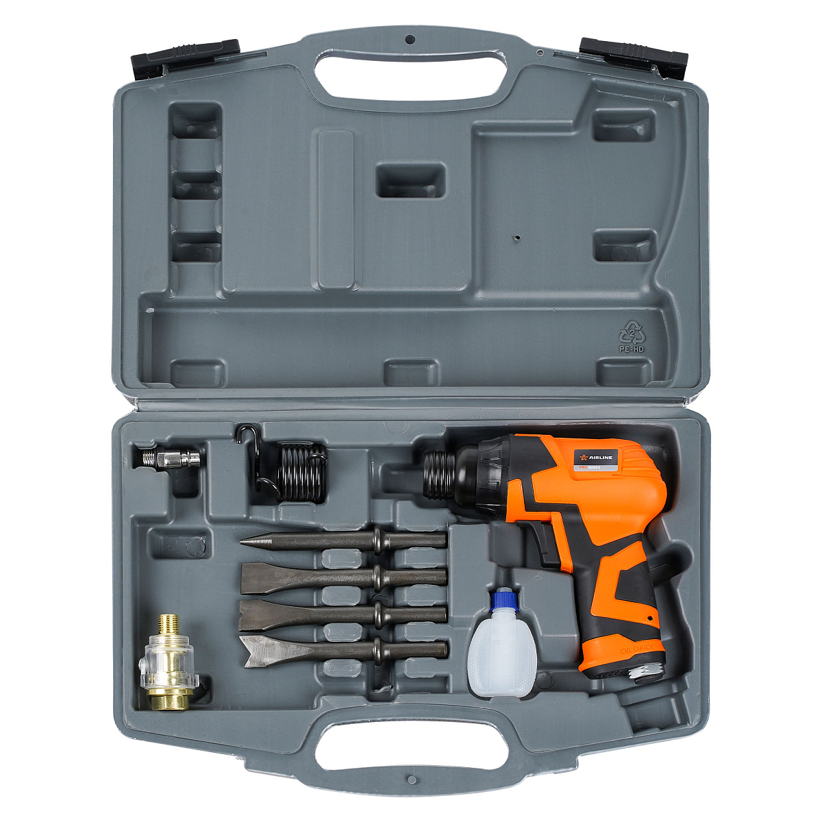 Молоток пневматический 4500 уд/мин PRO композитный с оснасткой 10пр. кейс