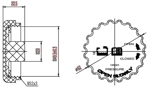 Крышка (пробка) расширительного бачка для а/м Daewoo Nexia (94-)/Opel Astra G (98-)/Meriva A (03-) 1.4 bar
