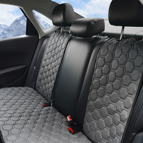 Накидка "Алькантара", задняя (3 предмета), экокожа с перфорацией, серая