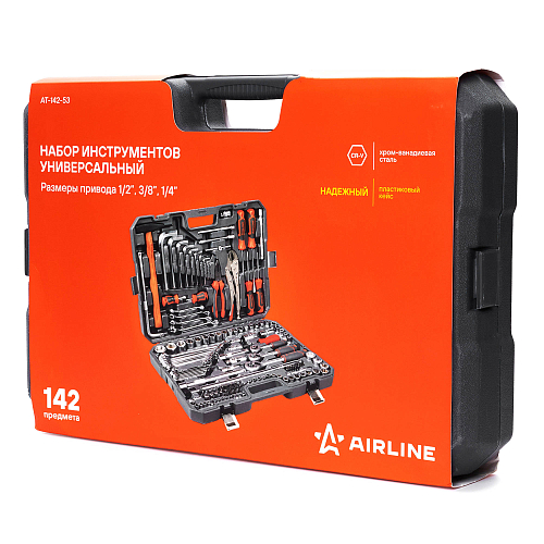 Набор инструментов универсальный 142пр. (головки 1/2", 1/4", 3/8") кейс