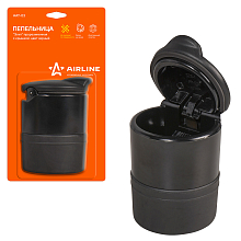 Пепельница "Элит" прорезиненная с крышкой, цвет черный