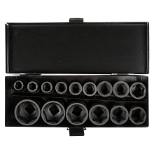 Набор головок ударных 1/2"DR L=38мм, 15пр. (10-32мм) металл.кейс