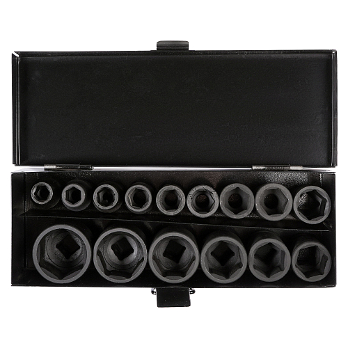 Набор головок ударных 1/2"DR L=38мм, 15пр. (10-32мм) металл.кейс