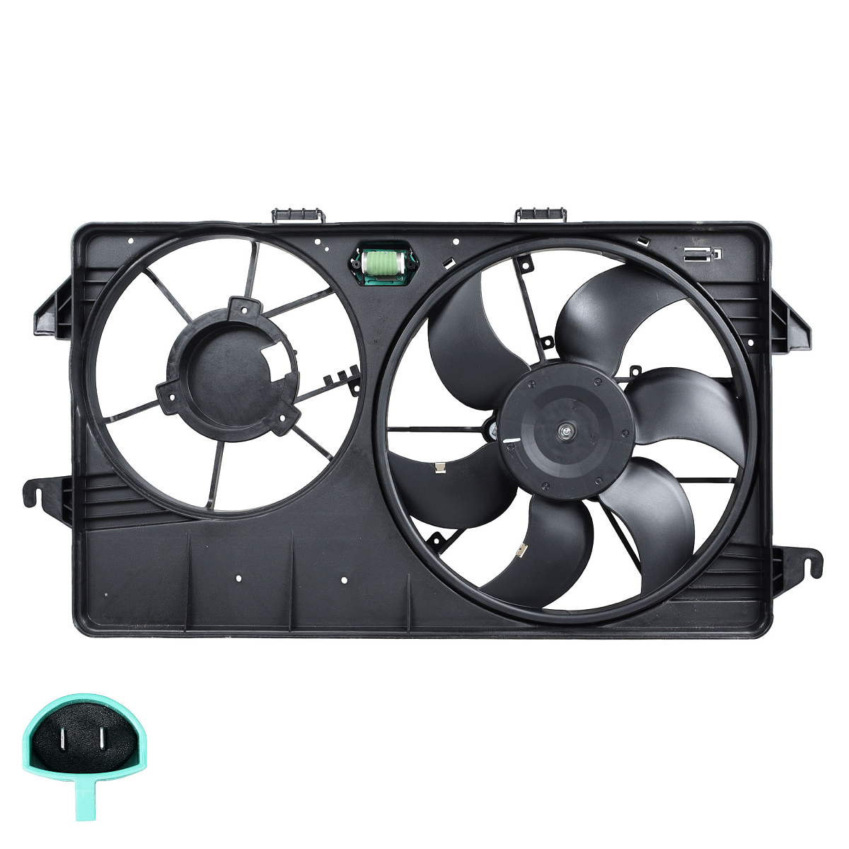 Электровентилятор охлаждения для автомобилей Ford Tourneo Connect (02-) 1.8i/1.8d A/C+(c кожухом и резистором)