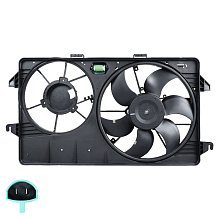 Электровентилятор охлаждения для автомобилей Ford Tourneo Connect (02-) 1.8i/1.8d A/C+(c кожухом и резистором)