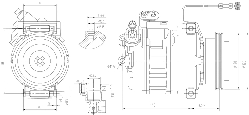 Компрессор кондиционера для автомобилей A4 (B5) (94-)/A6 (C5) (97-) 1.6i/1.8i