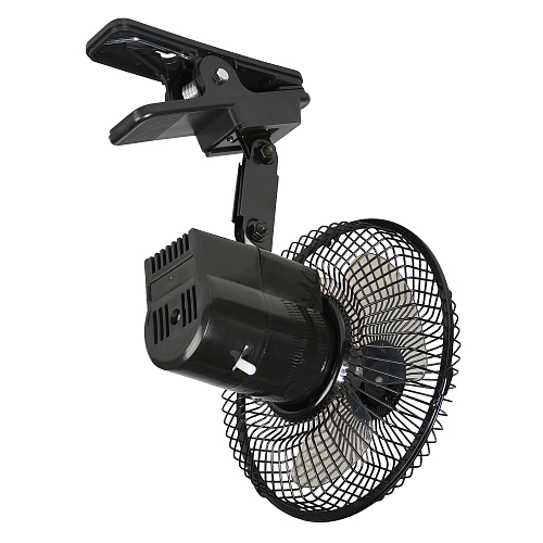 Вентилятор в салон 18см, 24В PRO, с автоповоротом, металл. корпус, прищепка