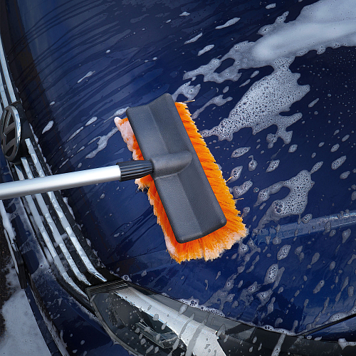 Швабра с насадкой для шланга, щеткой 25см и телескопической ручкой 120-200см