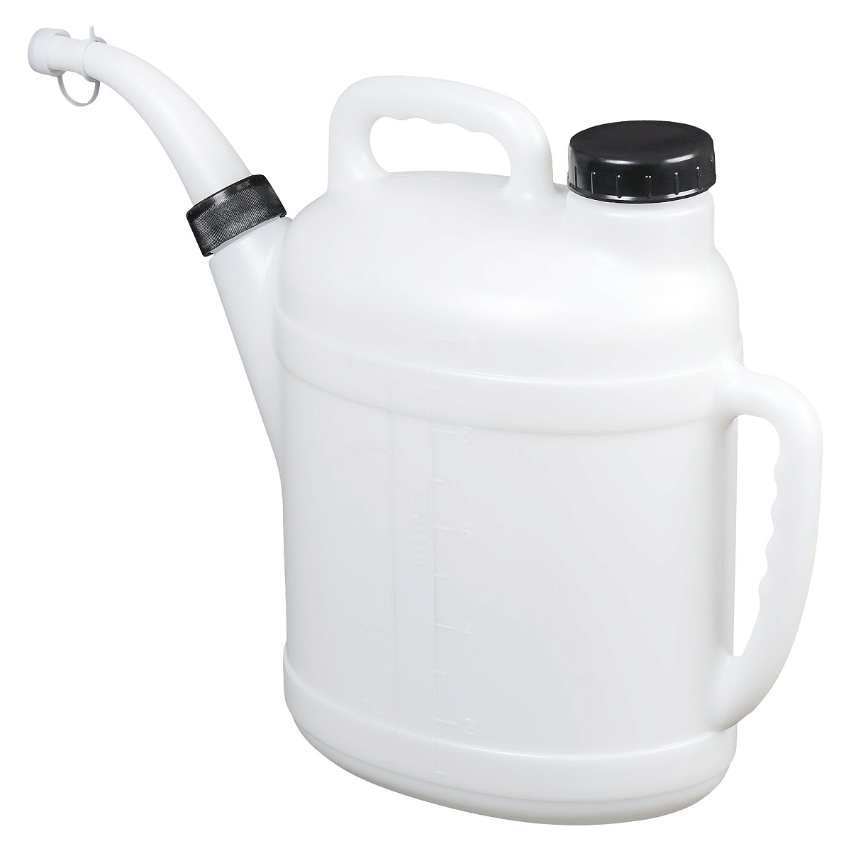 Емкость (лейка) мерная 10л пластиковая для масла и тех. жидк., резьб. крышка, две ручки