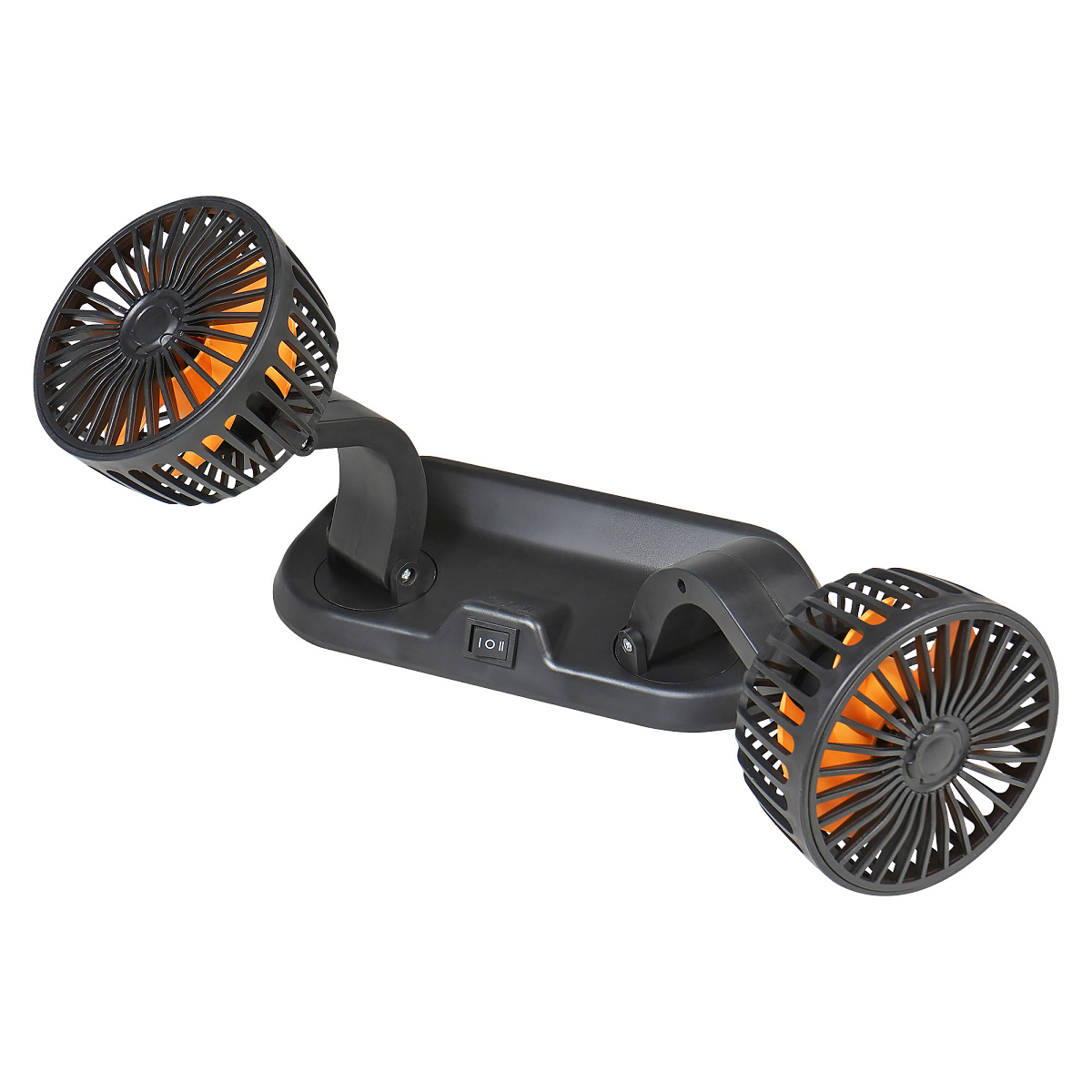 Вентилятор в салон двойной поворотный 360, 2x10.5см, 12В, общая регулировка, скотч