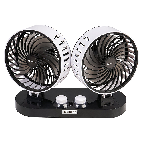 Вентилятор в салон двойной 2x15см 12В, раздельная регулировка, скотч