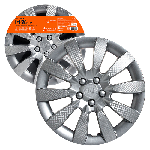 Колпаки колесные 13" "Торнадо", серебристый, карбон, компл. 2 шт.