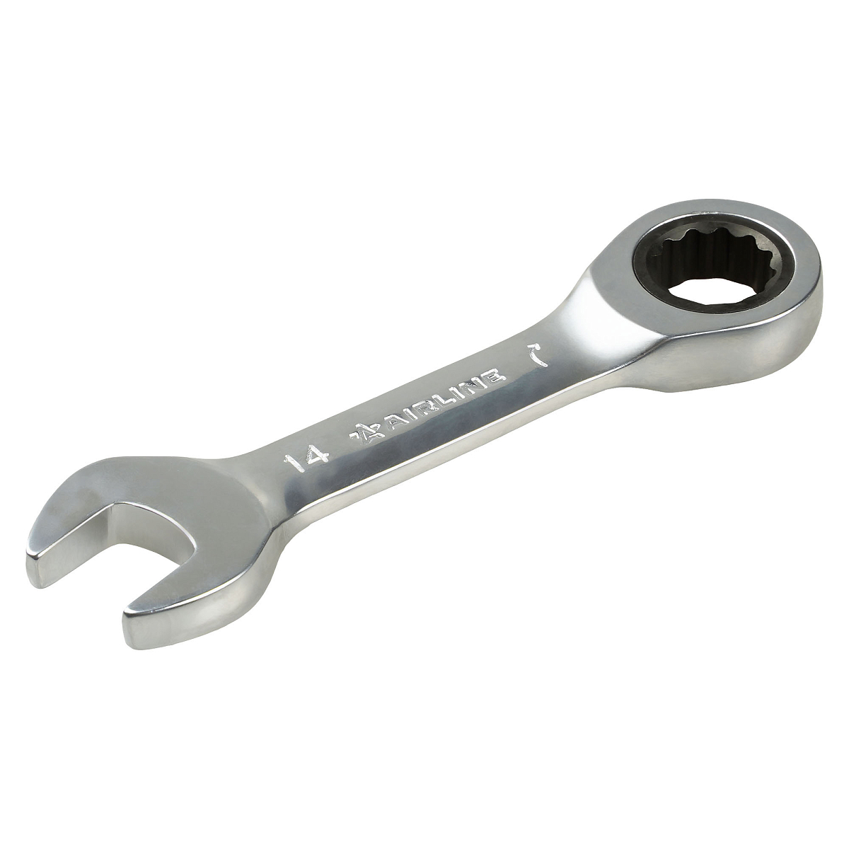 Ключ комбинированный трещоточный короткий 14мм PRO, пласт.подвес