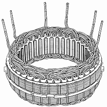 Статор генератора для автомобилей Toyota Corolla (01-)/Corolla (07-) 1.4i/1.6i/Avensis T250 (03-) 1.8i (D=133мм)