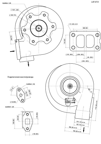 Турбокомпрессор для а/м КАМАЗ 740.60/61/62/63/65 E-3 правый (6 шп.) (тип S2B)