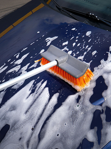 Швабра с насадкой для шланга, щеткой 25см и телескопической ручкой 160-300см