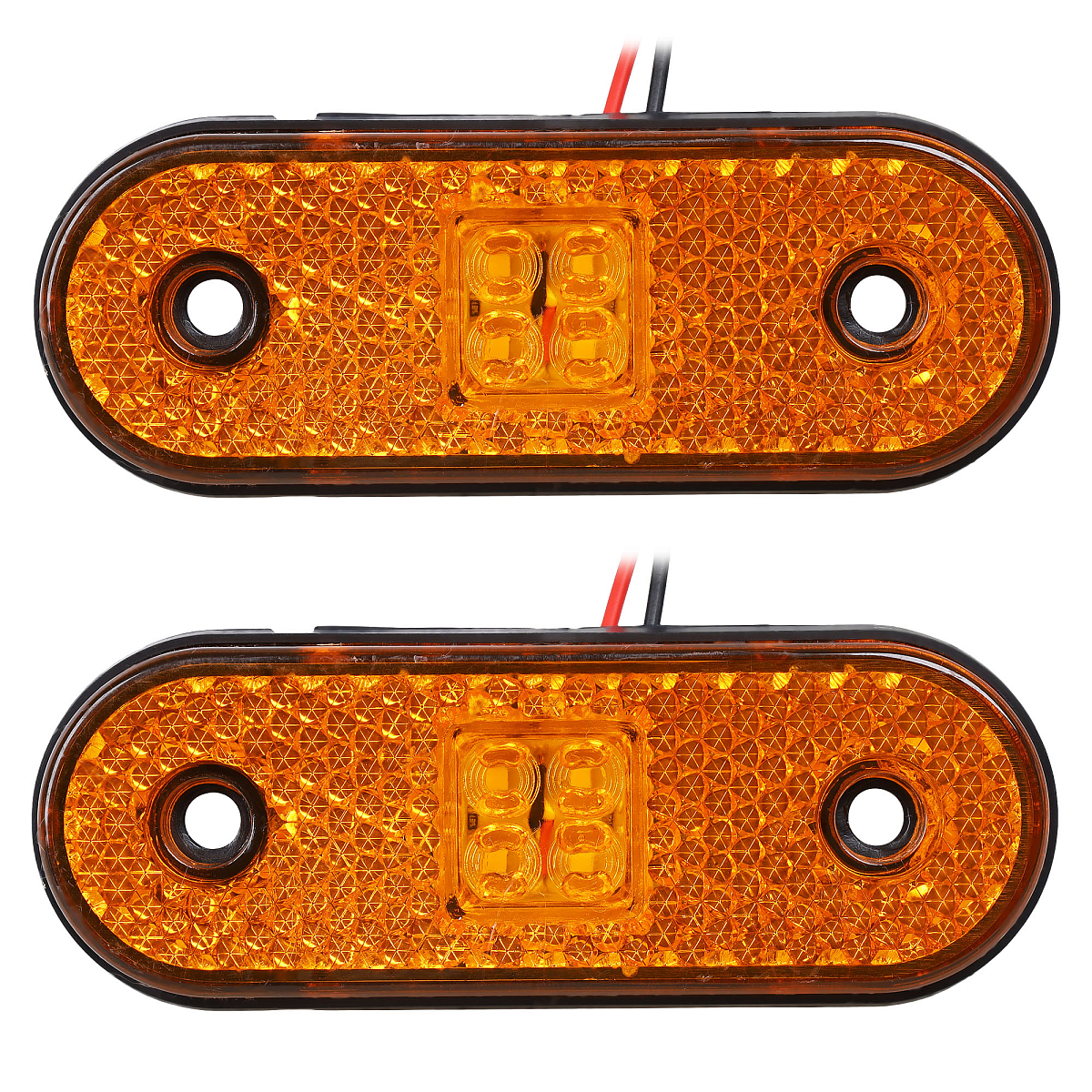 Огонь габаритный светодиодный, 12/24В, овальный, оранжевый, съемный кронштейн, комплект 2 шт.