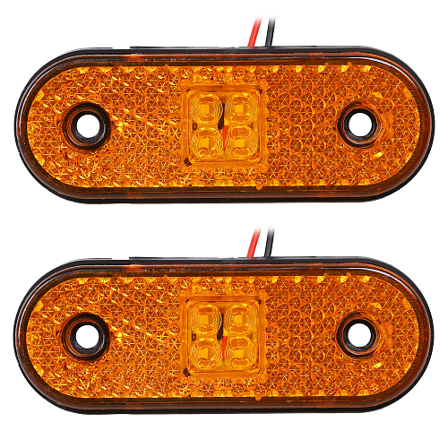 Огонь габаритный светодиодный, 12/24В, овальный, оранжевый, съемный кронштейн, комплект 2 шт.