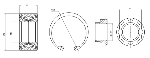 Ремкомплект ступицы задней для автомобиля BMW 3 E90 (05-)/1 E81 (04-)