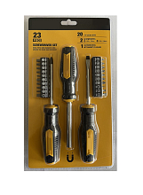 Набор отверток и бит с рукояткой 23пр. (рукоятка, биты PH, SL, PZ, HEX, TORX), блистер