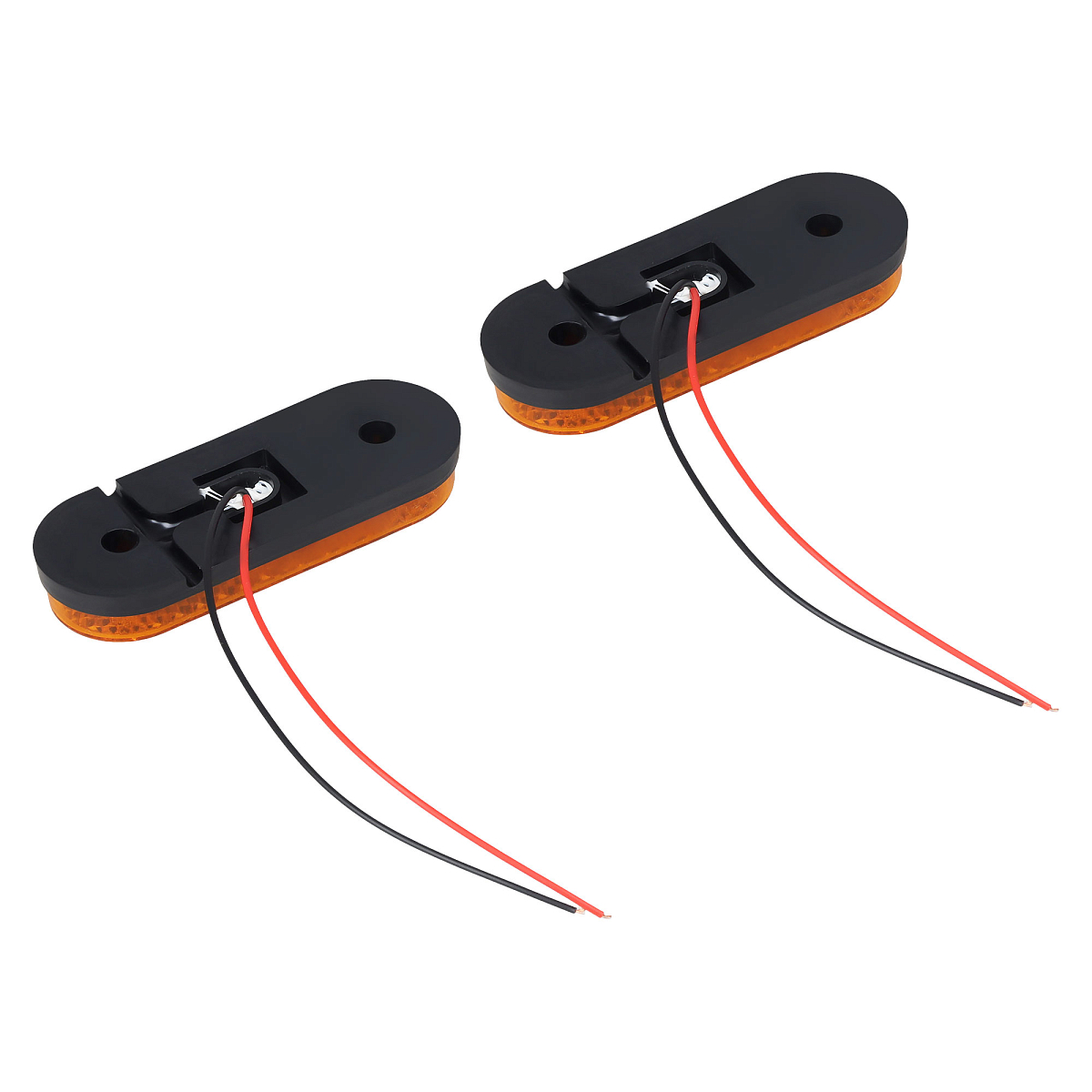 Огонь габаритный светодиодный, 12/24В, овальный, оранжевый, съемный кронштейн, комплект 2 шт.