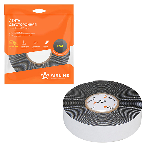 Лента двусторонняя клейкая (скотч), 25мм*5м, EVA вспененная основа, черная