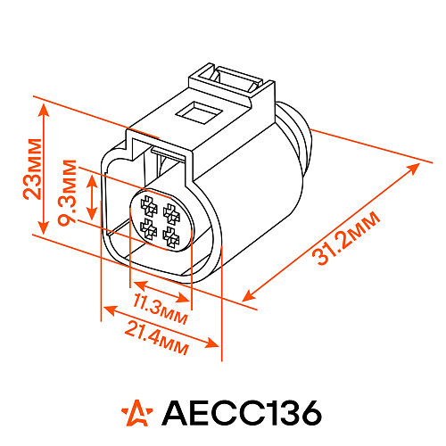 Разъём 4 pin с проводами для датчика температуры охл. жидкости VAG
