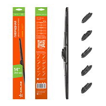 Щетка стеклоочистителя 350 мм (14") гибридная 5 адаптеров