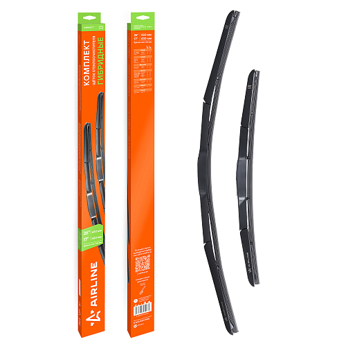 Щетки стеклооч комплект (2 штуки) 650/430мм (26"/17") гибридные с креплением "Крючок 9x3, 9x4 мм" (AWBM277)