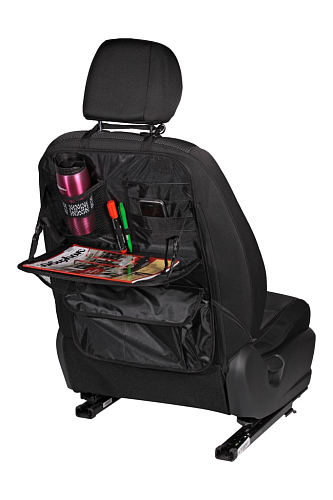 Органайзер на спинку переднего сиденья с откидным столиком (59*40*25см), черный