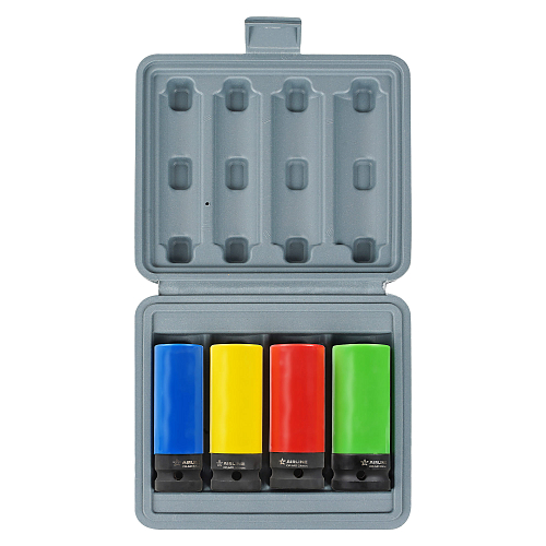 Набор головок ударных для колёсных дисков 1/2"DR шестигранных удлинённых 4 пр. (17,19,21,22мм)