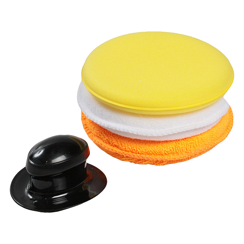 Аппликаторы из микрофибры для нанесения составов набор 3 шт. с ручкой (12,5*12,5 см)