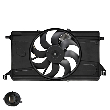 Электровентилятор охлаждения для автомобилей Ford Focus II (03-) 1.4i/1.6i (с кожухом и модул. упр.)