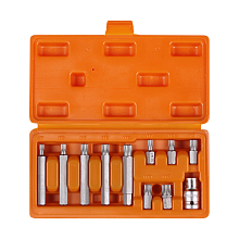 Набор бит вставок SPLINE 3/8" 30мм и 75мм с держателем бит 1/2"DR 11 пр. в кейсе