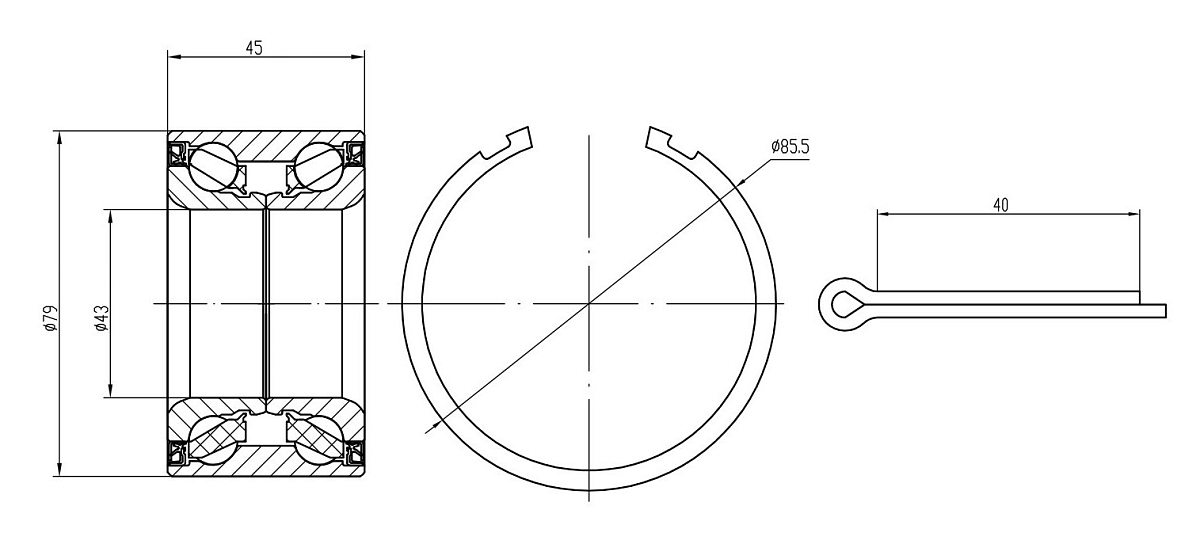 Ремкомплект ступицы задней для автомобиля Nissan X-Trail T30 (00-)