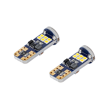 Лампа светодиодная W5W (T10) PRO, 6000K (Белый), 12/24В, 2.4Вт, 18LED, Биполярная, Обманка CAN bus