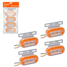 Огонь габаритный светодиодный, 12/24В, оранжевый, кронштейн, подсветка колеса, комплект 4 шт.